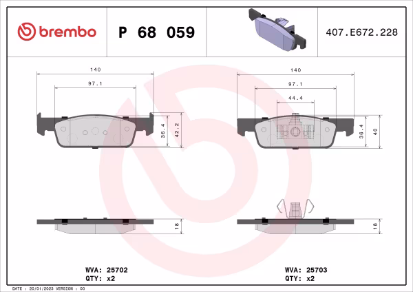 BREMBO Kit pastiglie freno, Freno a disco