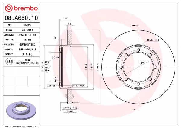 BREMBO Disco freno