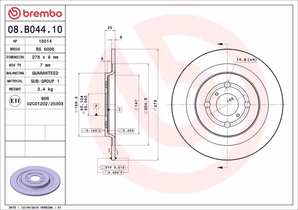 BREMBO Disco freno