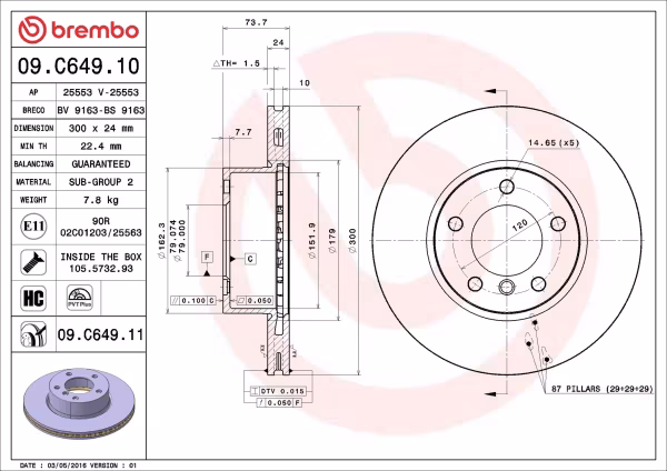BREMBO Disco freno