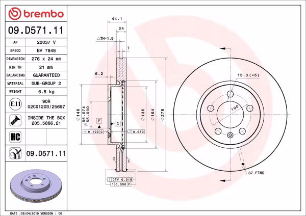 BREMBO Disco freno