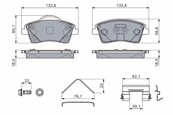 BOSCH Kit pastiglie freno, Freno a disco