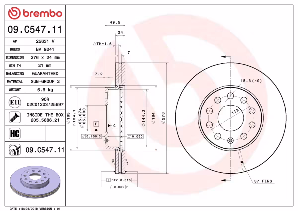 BREMBO Disco freno