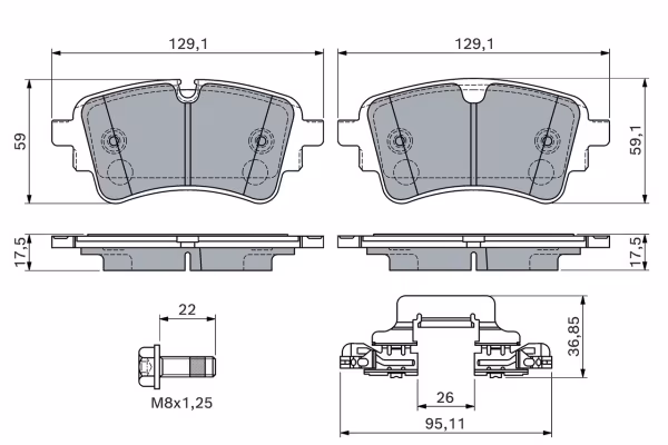 BOSCH Kit pastiglie freno, Freno a disco