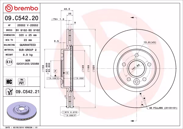 BREMBO Disco freno