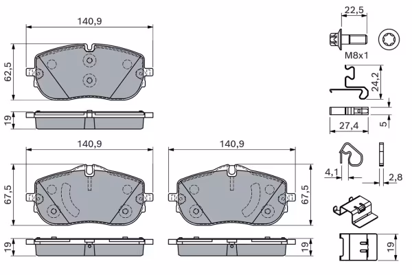 BOSCH Kit pastiglie freno, Freno a disco
