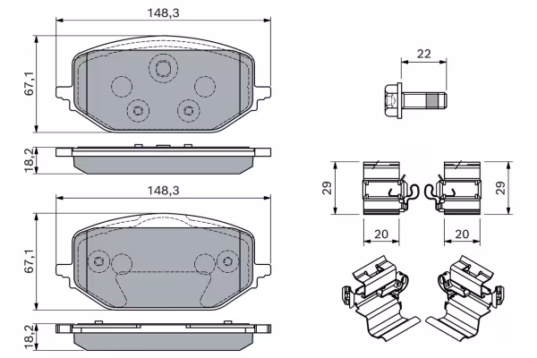 BOSCH Kit pastiglie freno, Freno a disco