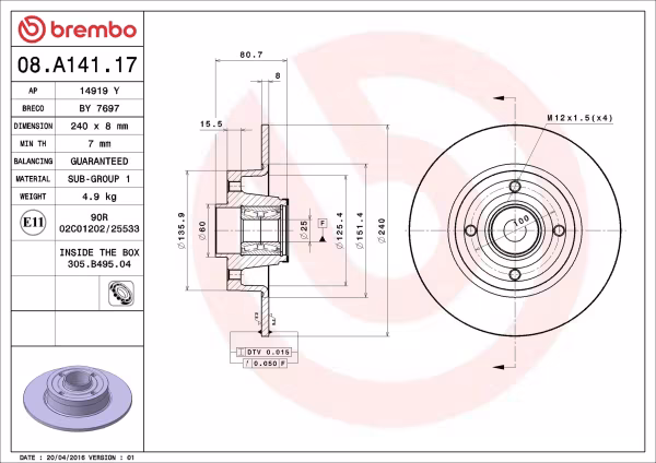 BREMBO Disco freno