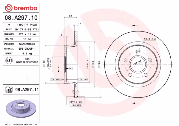 BREMBO Disco freno
