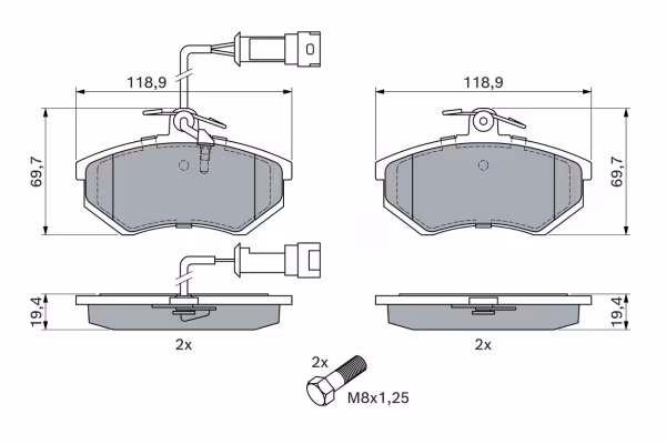 BOSCH Kit pastiglie freno, Freno a disco