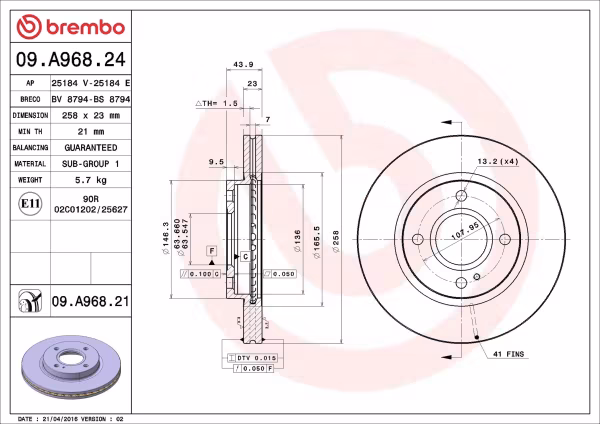 BREMBO Disco freno