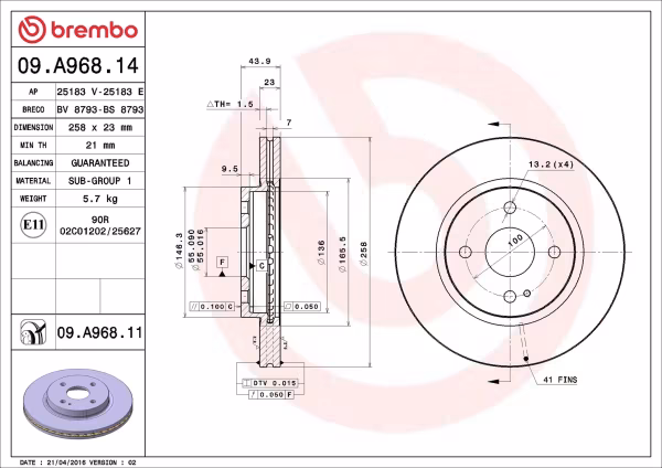 BREMBO Disco freno