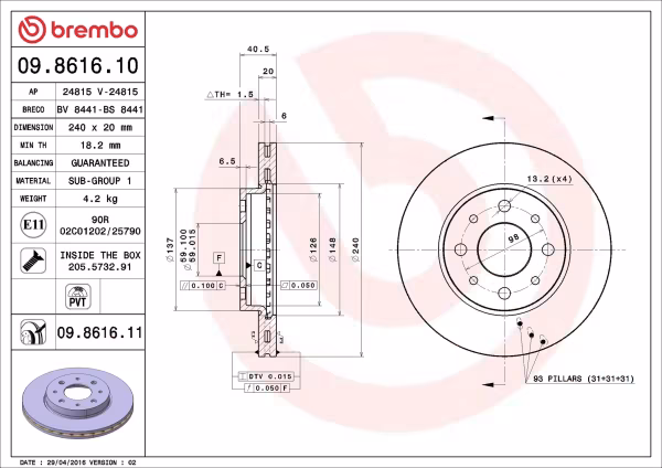 BREMBO Disco freno