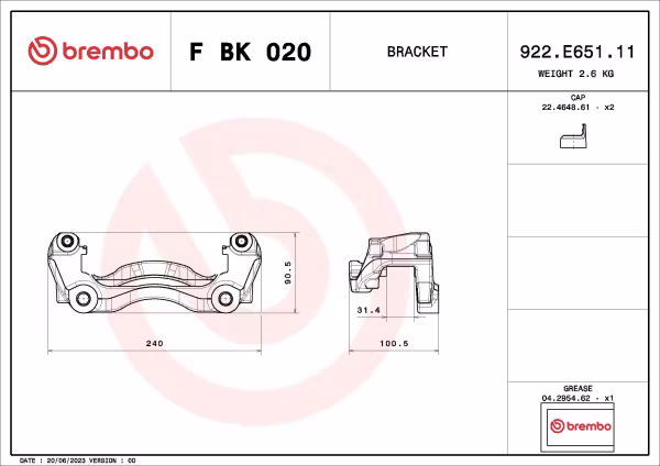 BREMBO Kit supporto pinza freno