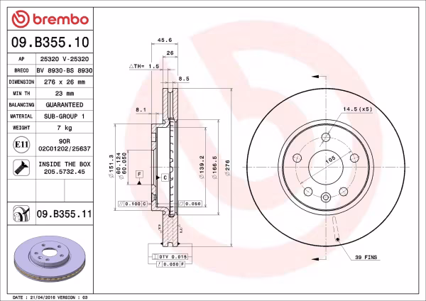 BREMBO Disco freno