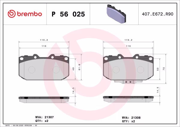 BREMBO Kit pastiglie freno, Freno a disco