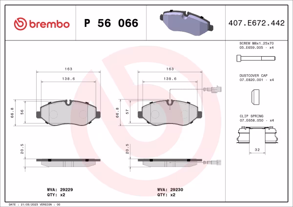 BREMBO Kit pastiglie freno, Freno a disco
