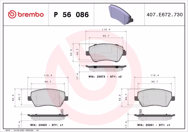 BREMBO Kit pastiglie freno, Freno a disco