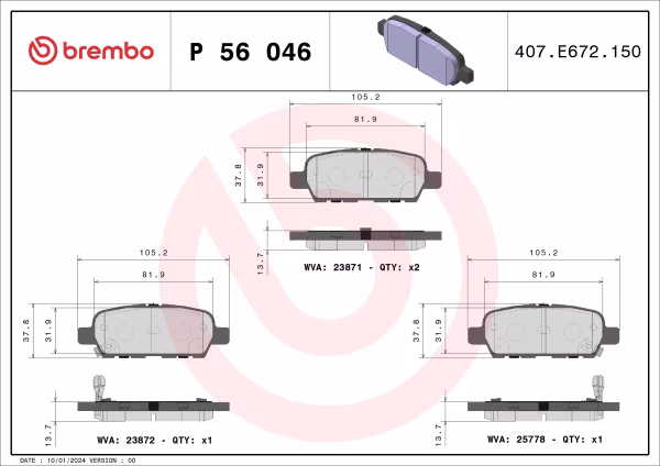 BREMBO Kit pastiglie freno, Freno a disco