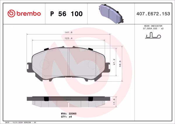 BREMBO Kit pastiglie freno, Freno a disco