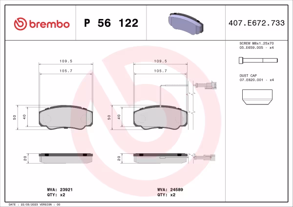 BREMBO Kit pastiglie freno, Freno a disco