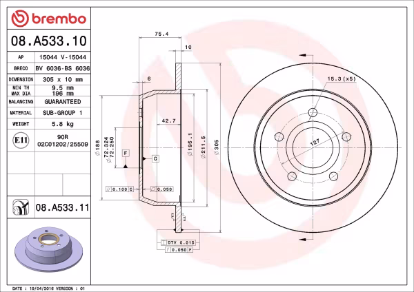 BREMBO Disco freno