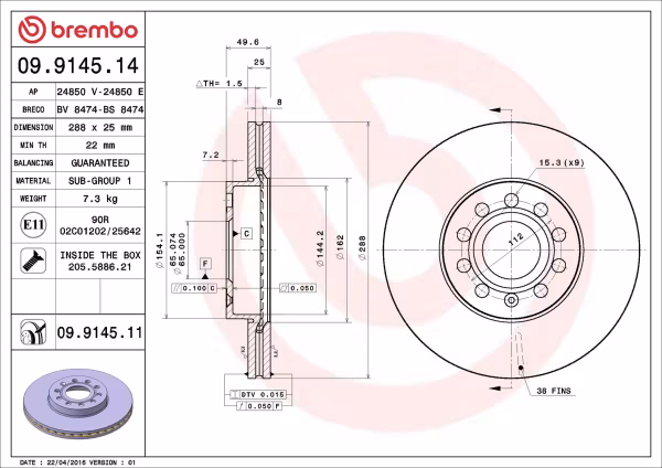 BREMBO Disco freno