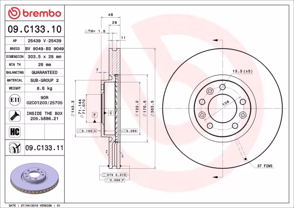 BREMBO Disco freno