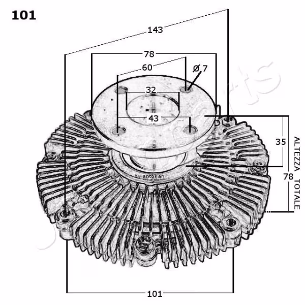 JAPANPARTS Giunto di collegamento, Ventilatore radiatore