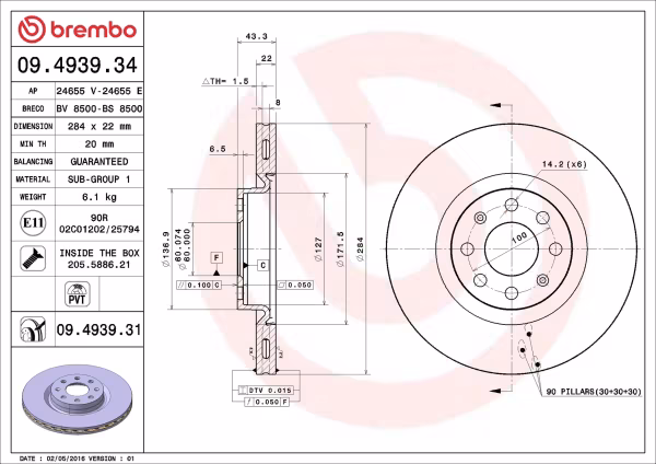 BREMBO Disco freno