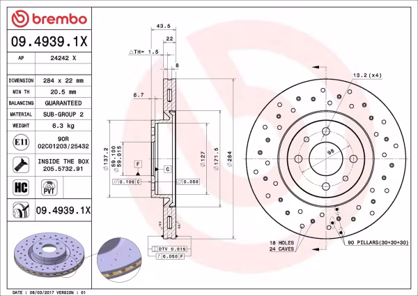 BREMBO Disco freno