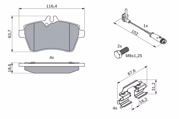 BOSCH Kit pastiglie freno, Freno a disco