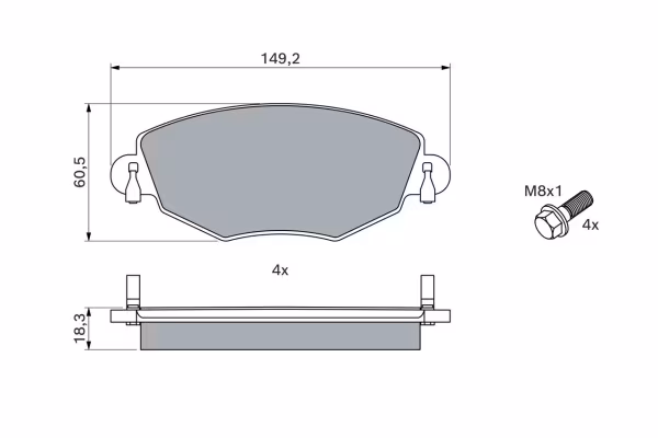 BOSCH Kit pastiglie freno, Freno a disco