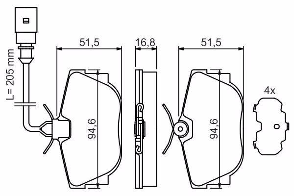 BOSCH Kit pastiglie freno, Freno a disco