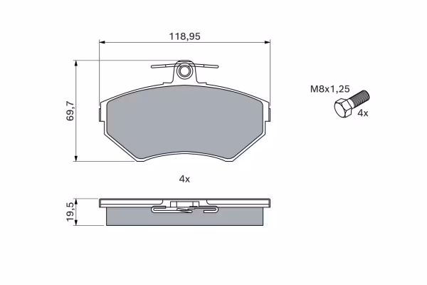 BOSCH Kit pastiglie freno, Freno a disco