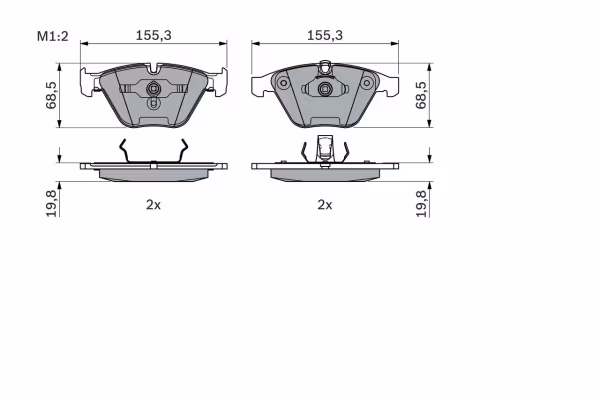 BOSCH Kit pastiglie freno, Freno a disco