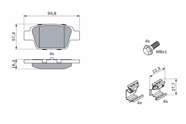BOSCH Kit pastiglie freno, Freno a disco