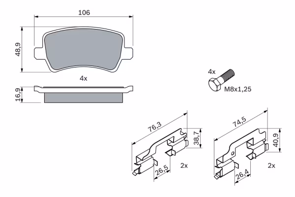 BOSCH Kit pastiglie freno, Freno a disco