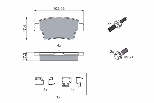 BOSCH Kit pastiglie freno, Freno a disco