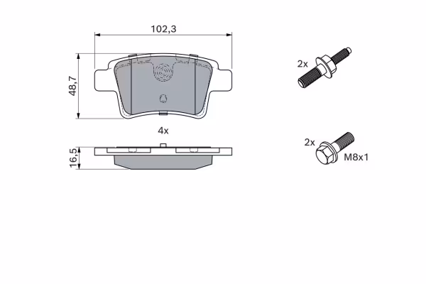 BOSCH Kit pastiglie freno, Freno a disco