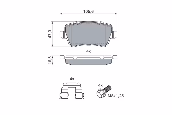 BOSCH Kit pastiglie freno, Freno a disco