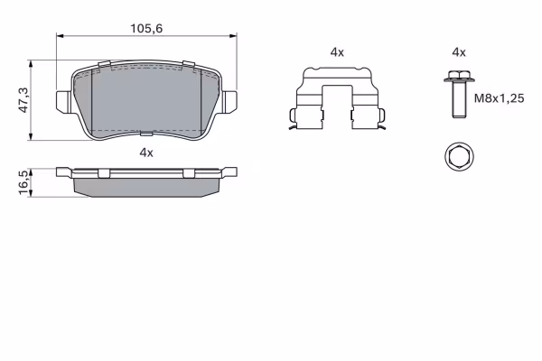 BOSCH Kit pastiglie freno, Freno a disco