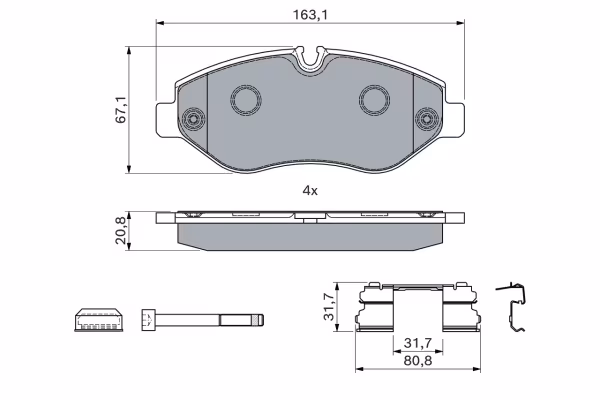 BOSCH Kit pastiglie freno, Freno a disco