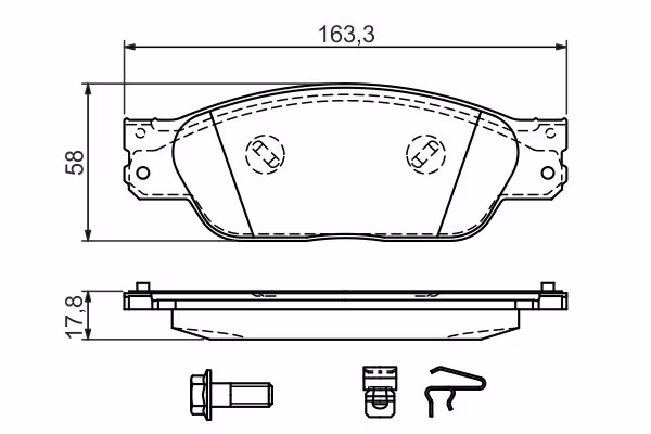 BOSCH Kit pastiglie freno, Freno a disco