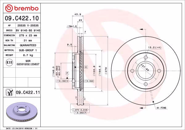 BREMBO Disco freno