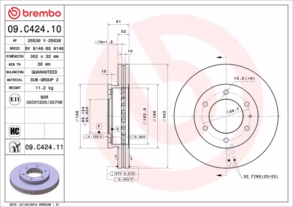 BREMBO Disco freno