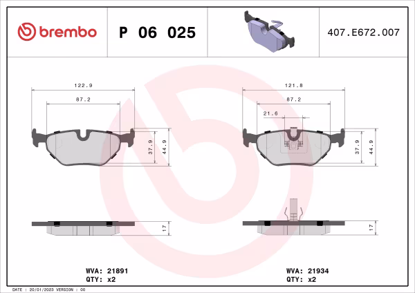 BREMBO Kit pastiglie freno, Freno a disco