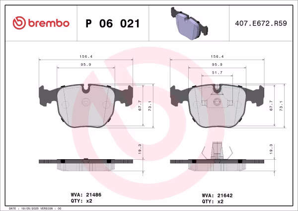 BREMBO Kit pastiglie freno, Freno a disco