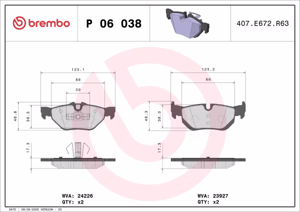 BREMBO Kit pastiglie freno, Freno a disco