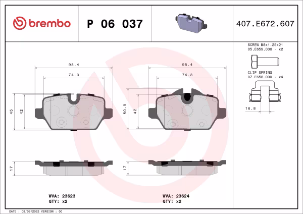 BREMBO Kit pastiglie freno, Freno a disco